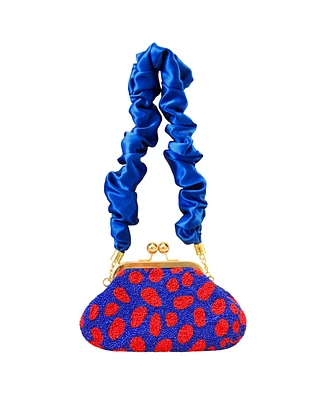 Mandy Arnoldi Hand-beaded Clutch Bag In Red & Blue