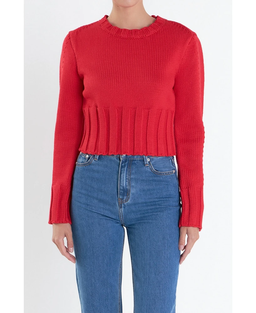 English Factory Women's Open Back Cropped Sweater