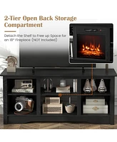 Gymax 58'' Tv Stand Entertainment Center w/ 3-Adjustable Shelves for 65'' Tv Black