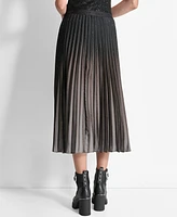 Dkny Women's Pull-On Logo-Waistband Pleated Midi Skirt