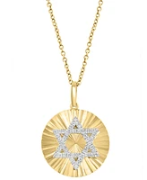 Effy Diamond Star of David Sunray 18" Pendant Necklace (1/8 ct. t.w.) in 14k Gold