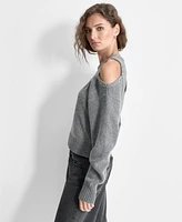 Dkny Women's Cold-Shoulder Embellished Long-Sleeve Sweater