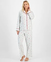 Charter Club Petite Women's Long-Sleeve Cotton Flannel Packaged Pajama Set, Created for Macy's