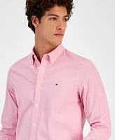 Tommy Hilfilger Men's Long Sleeve Button-Front Poplin Micro Gingham Shirt