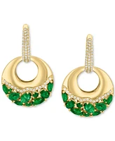 Effy Emerald (2-1/2 ct. t.w.) & Diamond (3/8 ct. t.w.) Dangle Hoop Earrings in 14k Gold