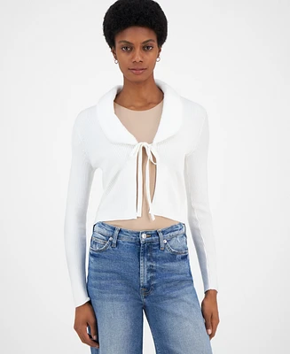 Ultra Flirt Juniors' Faux-Fur Tie-Front Cardigan
