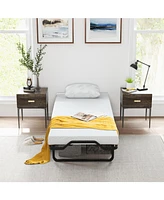 Sugift Twin Size Folding Bed with Foam Mattress and Lockable Wheels