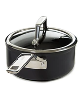 BergHOFF Essentials Non-stick Hard Anodized 6.25" Saucepan 1.3qt. With Glass Lid, Black