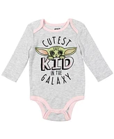 Starwars Baby Girls Star Wars The Mandalorian Yoda 3 Pack Bodysuits Newborn to