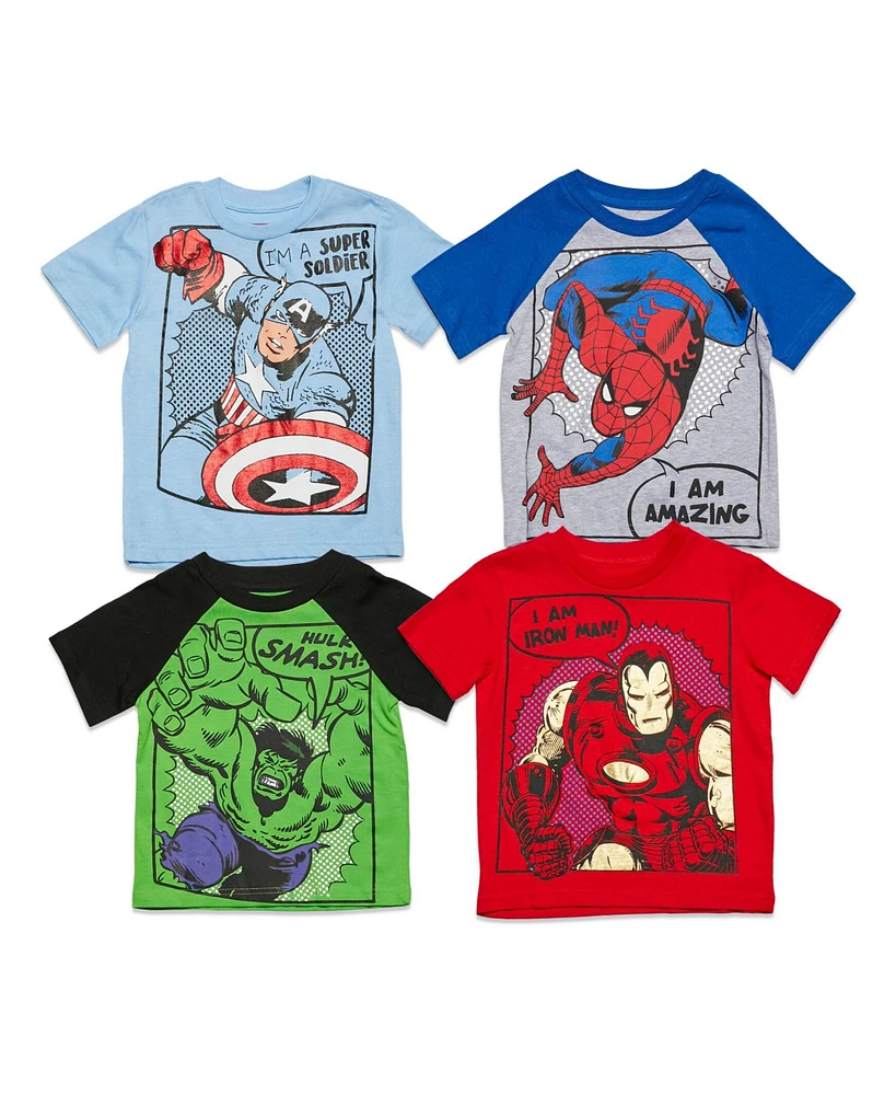 Marvel Boys Avengers Spider-Man Mech Strike 4 Pack Cosplay Athletic T-Shirts to (2T - 18-20)