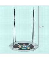 Slickblue Toddler 40 Inches Saucer Tree Swing with Adjustable Hanging Ropes and 900D Oxford Fabric-Forest