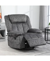 Homcom Recliner Chair, Swivel Rocker Chair for Nursery, Charcoal Gray