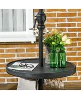 Outsunny 23.5" Umbrella Table Tray with Wine Glass Holder and Towel Rack