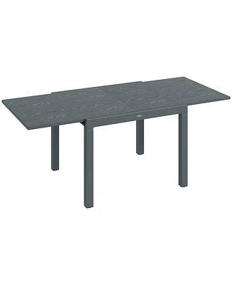 Outsunny Extendabl Outdoor Dining Table, Aluminum Frame Garden Table, Gray