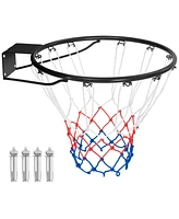 Costway 18" Basketball Rim Wall Door Mounted Hoop with All Weather Net