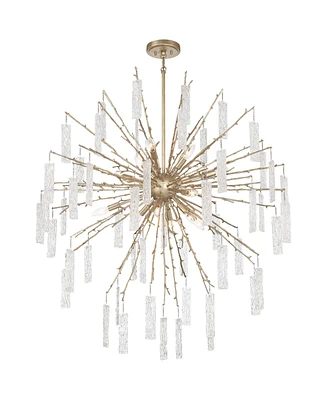 Possini Euro Design Madeleine Brass Gold Rain Chandelier Lighting 56 1/2" Wide Modern Glam Textured Cylinder Shades 14