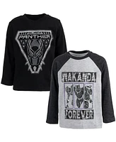 Marvel Boys Avengers Spider-Man Iron Man Captain America Hulk Black Panther Miles 2 Pack Long Sleeve T-Shirts to