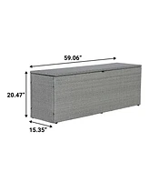 Jonathan Y Nino 59.06" Modern Minimalist Outdoor Faux Wicker Deck and Patio Storage Box, Brown