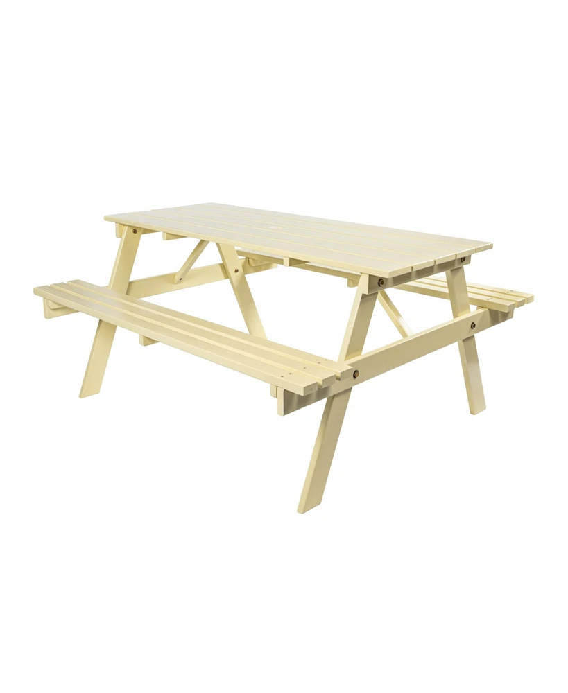 Jonathan Y Shoreham 55" Modern Classic Outdoor Wood Picnic Table Benches with Umbrella Hole