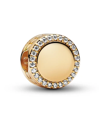 Pandora 14K Gold-Plated Engravable Sparkling Button Charm