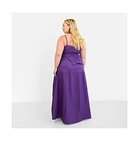 Rebdolls Plus Violette Poplin Corset Ruffle Maxi A Line Dress