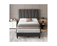 gaomon Queen Bed Frame with Adjustable Headboard, Linen Upholstered Platform Bedframe Strong Wooden Slats, Mattress Foundation, No Box Sprin