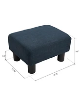 16” Cubed Modern Linen Fabric Pouf Footrest Ottoman Furniture