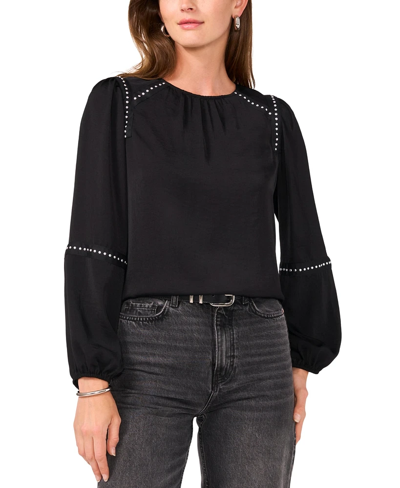 Vince Camuto Women's Grommet-Trim Long-Sleeve Top