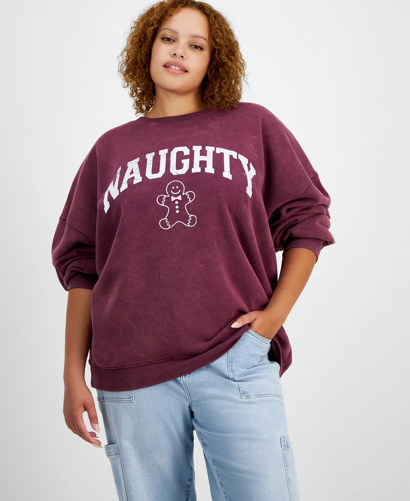 Grayson Threads, The Label Trendy Plus Naughty Gingerbread Man Sweatshirt