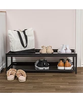 Jonathan Y Industrial Compact 10.75" 6-Pair 2-Tier Iron Shoe Rack, Two-Tone Brown