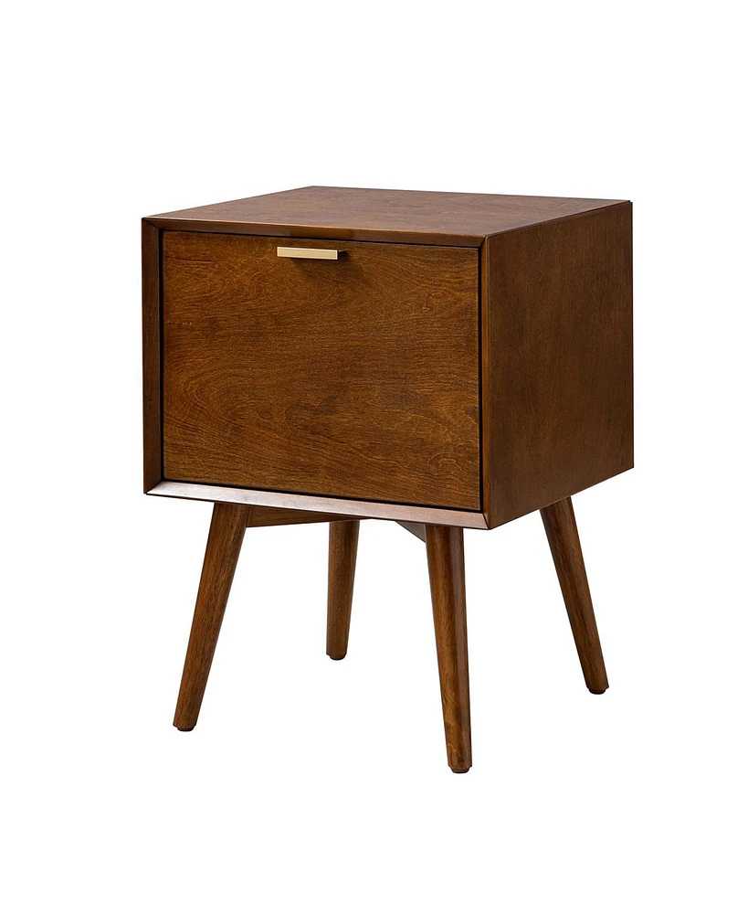 Hulala Home Mid-century ModernIsabel 2-Drawer Nightstand with Built-in Outlets