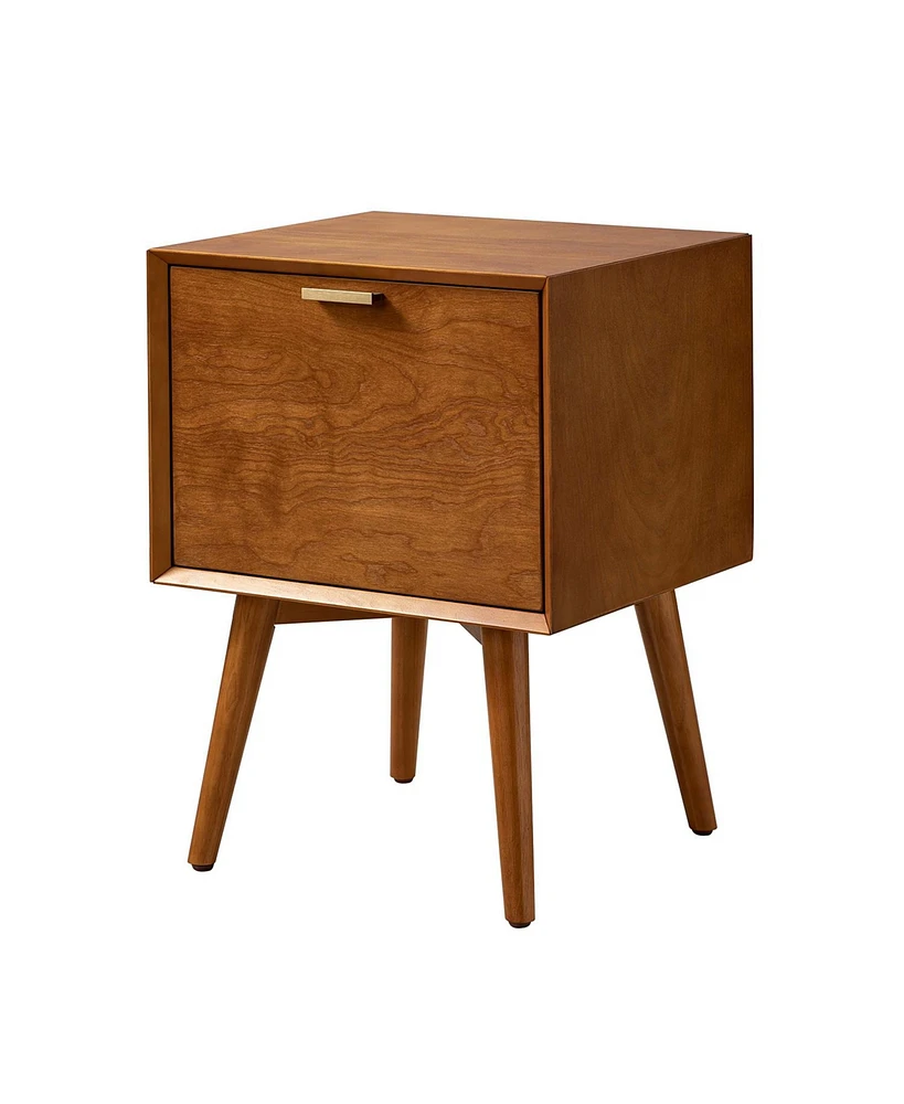 Hulala Home Mid-century ModernIsabel 2-Drawer Nightstand with Built-in Outlets