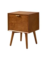 Hulala Home Mid-century ModernIsabel 2-Drawer Nightstand with Built-in Outlets