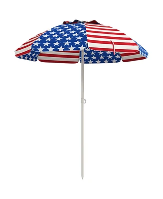 Outsunny 5.7' Outdoor Beach Umbrella with American National Flag Design