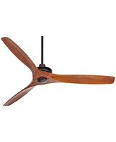 52" Windspun Rustic Farmhouse 3 Blade Indoor Ceiling Fan with Remote Control Matte Black Walnut Solid Wood for Living Kitchen House Bedroom Family Din