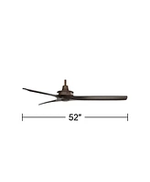 52" Windspun Rustic Farmhouse 3 Blade Indoor Ceiling Fan with Remote Control Oil Rubbed Bronze Matte Black Solid Wood for Living Kitchen House Bedroom