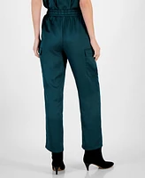 Tahari Asl Women's High Rise Drawstring-Waist Cargo Pants