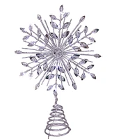 Kurt Adler Silver Glittered Snowflake Tree Topper, 11.75 Inches