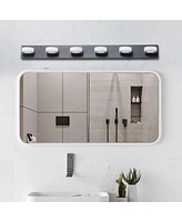 Streamdale Furniture Led Modern Black 6-Light Vanity Lights Fixtures Over Mirror Bath Wall Lighting