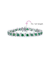 Bling Jewelry Fancy Prong Set Solitaire Round Cubic Zirconia Green Cz Wave Tennis Bracelet For Women Prom 7 Inch