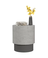 Homcom Concrete Finish Accent Table, Round Side Table, Gray