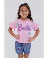 Barbie Toddler Girls Peplum T-Shirt and Twill Shorts Outfit Set to (2T