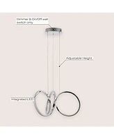 Jonathan Y Helix 24" 1-Light Contemporary Minimalist Aluminum Ribbon Integrated Led Pendant, Chrome/Silver