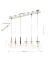 Jonathan Y Harlow 40.5" 6-Light Modern Contemporary Round Glass/Iron Led Linear Pendant, Nickel/Clear