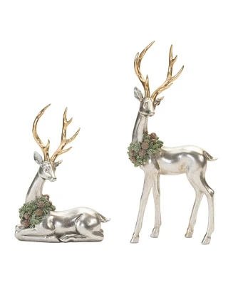 Slickblue Set of 2 Resin Deer – Elegant Home Decor Accents for Modern Interiors