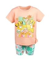 Disney Toddler Girls Moana Winnie the Pooh Lion King Pixar Toy Story Lilo & Stitch T-Shirt Shorts Outfit Set to