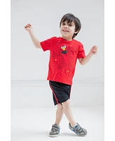 Sesame Street Boys Elmo's Book of Friends 2 Pack T-Shirts and Board Book Set to (12 Months - 7-8)