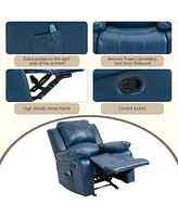 Boyel Living Heavy Duty Faux Leather 8-Point Massage Glider Recliner with Remote Control and Side Pocket