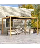 Outsunny 10' x 13' Aluminum Louvered Pergola with Adjustable Roof