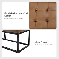 Narciso 60" Wide Bedroom Bench with Genuine Leather Top Cushion and Metal Base